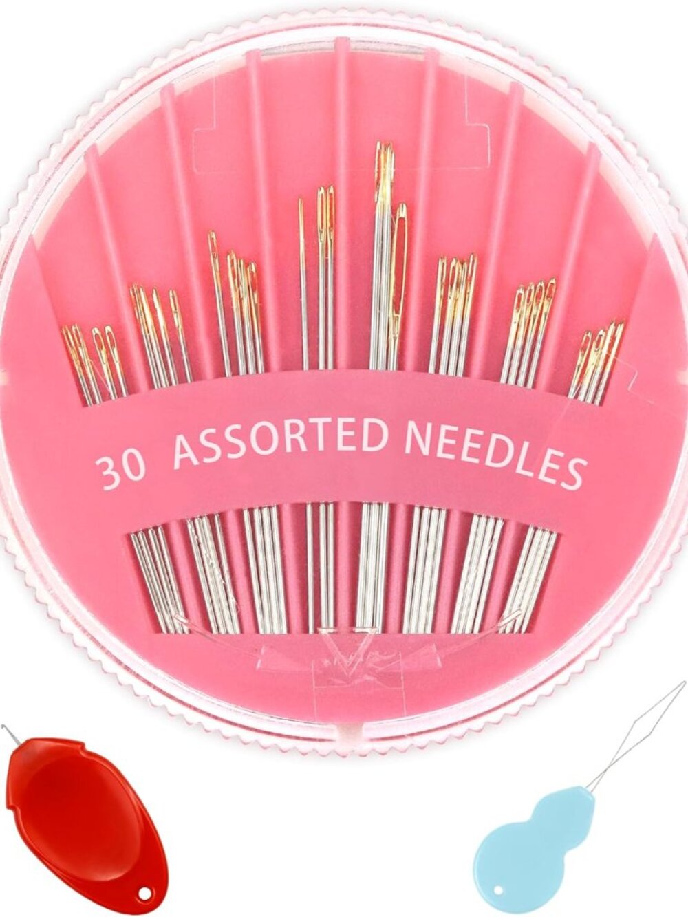 30-Count Steel Sewing Needles for Hand Sewing, 6 Sizes Large Eye Embroidery and